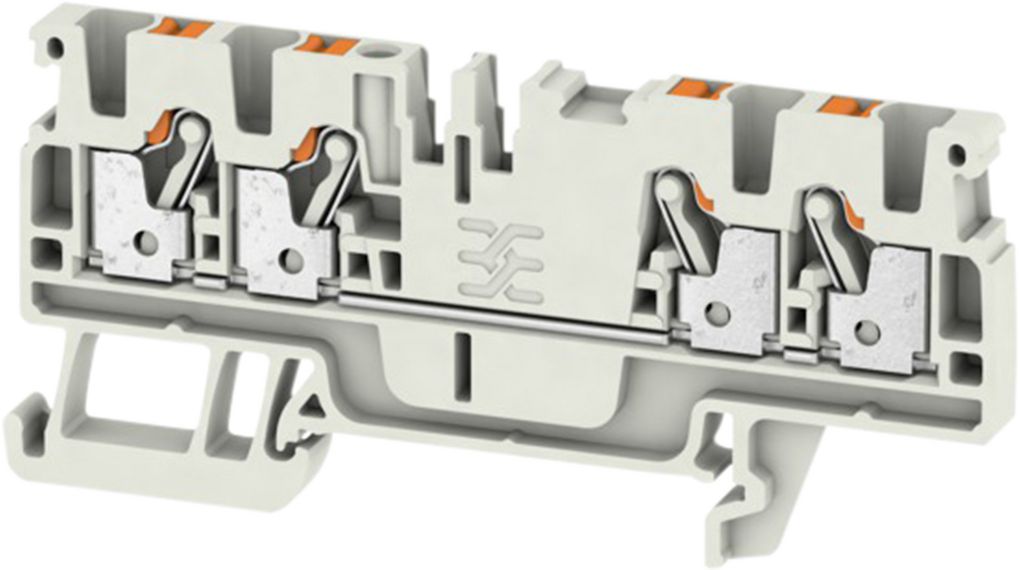 Terminal Block, Clamp, 4 Poles, 800V, 24A, 2.5mm², Light Grey, Pack of 100 pieces